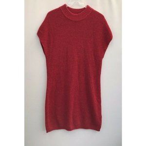 Athleta Womens Pinewood Sweater Dress Red Wool Knit Pullover Short Sleeve Large